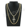 GOLD ANKH CROSS PENDANT W/ 24" ROPE /18" TENNIS CHAIN NECKLACE S111
