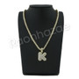 K INITIAL BUBBLE PENDANT W/ 24" MIAMI CUBAN /18" TENNIS CHAIN NECKLACE