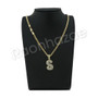 S INITIAL BUBBLE PENDANT W/ 24" MIAMI CUBAN /18" TENNIS CHAIN NECKLACE