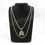 A INITIAL BUBBLE PENDANT W/ 24" MIAMI CUBAN /18" TENNIS CHAIN NECKLACE