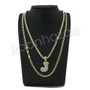 J INITIAL BUBBLE PENDANT W/ 24" MIAMI CUBAN /18" TENNIS CHAIN NECKLACE