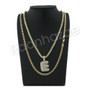 E INITIAL BUBBLE PENDANT W/ 24" MIAMI CUBAN /18" TENNIS CHAIN NECKLACE