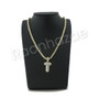 T INITIAL BUBBLE PENDANT W/ 24" MIAMI CUBAN /18" TENNIS CHAIN NECKLACE