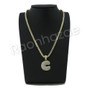 C INITIAL BUBBLE PENDANT W/ 24" CUBAN /18" TENNIS CHAIN NECKLACE S13