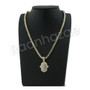 GOLD HAMSA HAND PENDANT W/ 24" ROPE /18" TENNIS CHAIN NECKLACE S09