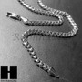 Mens Hip Hop Rhodium Plated Nugget Pendant w/ 24" Miami Cuban Chain B16S