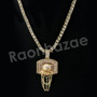 Micro Pave Basketball Hoop Pendant w/ 18" Tennis / 30" Cuban Chain X1