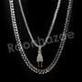 Micro Pave Electric Plug Pendant w/ 18" Tennis / 30" Cuban Chain X1