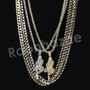 Micro Pave Jesus Praying Hands Pendant w/ 18" Tennis / 30" Cuban Chain