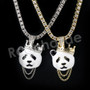 Micro Pave Iconic Cute Panda Pendant w/ 18" Tennis / 30" Cuban Chain