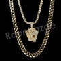 Micro Pave Playing Cards Pendant w/ 18" Tennis / 30" Cuban Chain