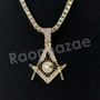 Micro Pave Freemasonic Icon Pendant w/ 18" Tennis / 30" Cuban Chain