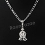 Italian .925 Sterling Silver PRAYING HANDS CROSS Pendant 5mm Figaro Necklace S06