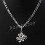 Italian .925 Sterling Silver DRAGON Pendant 5mm Figaro Necklace S04