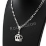 Italian .925 Sterling Silver KING CROWN Pendant 5mm Figaro Necklace S04