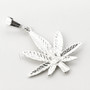 Italian .925 Sterling Silver Marijuana Leaf Pendant 5mm Figaro Necklace S02