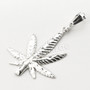 Italian .925 Sterling Silver Marijuana Leaf Pendant 5mm Figaro Necklace S02