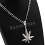 Italian .925 Sterling Silver Marijuana Leaf Pendant 5mm Figaro Necklace S02