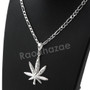 Italian .925 Sterling Silver Marijuana Leaf Pendant 5mm Figaro Necklace S02