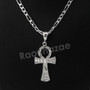 Italian .925 Sterling Silver ANKH CROSS Pendant 5mm Figaro Necklace S01