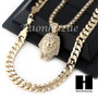 KINGTUT LION TENNIS CHAIN DIAMOND CUT 30" CUBAN LINK CHAIN NECKLACE S49