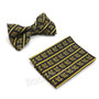 MENS MASONIC FREEMASON LODGE ATTIRE BOW TIE GOLD COMPASS HANKY SET W/ RING G1