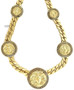 NEW GOLD 5 MEDALLION MEDUSA GREEK CUBAN LINK CHAIN PENDANT 33" NECKLACE KMC001G