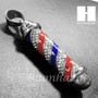 Mens 316L Stainless steel Silver Barber Shop Pole Pendant SS014