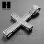 Lab Diamond Rhodium PT Jesus Cross Pendant w/ 4mm Cuban Chain B08S