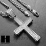 Lab Diamond Rhodium PT Jesus Cross Pendant w/ 4mm Cuban Chain B08S