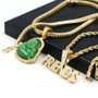 Gold / Silver Iced Buddha Pendant w/ 5mm Franco Chain / Friends Pendant w/ 4mm Rope Chain Set