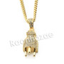 Mens Brass Bling Electronic Plug Pendant w/ 5mm 24" 30" Cuban Chain A03