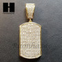 Lab Diamond 14K Gold PT Dog Tag Pendant w/ 4mm Cuban Chain B07G