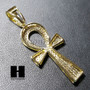 Lab Diamond 14K Gold PT Ankh Cross Pendant w/ 24" Cuban Chain B011G