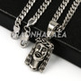 Hip Hop Iced Stainless Steel Silver Anchor Jesus Crucifix Pendant /W Cuban Chain