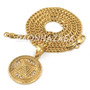 Hip Hop Iced Stainless Steel Gold Medallion 3D Pendant W Cuban Chain