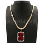 Hip Hop RED RUBY Pendant W/ Franco Chain / Tennis Choker Chain.