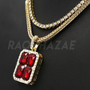 Hip Hop RED RUBY Pendant W/ Franco Chain / Tennis Choker Chain.