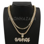 Hip Hop SAVAGE Pendant W/ Franco Chain / Tennis Choker Chain