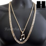 MEN GOLD MIGOS MUSIC NOTE CHARM CUT 30" CUBAN LINK CHAIN NECKLACE S086G