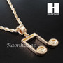 MEN GOLD MIGOS MUSIC NOTE CHARM CUT 30" CUBAN LINK CHAIN NECKLACE S086G