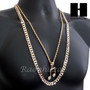 MEN GOLD MIGOS MUSIC NOTE CHARM CUT 30" CUBAN LINK CHAIN NECKLACE S086G