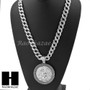 Hip Hop White Gold Plated Medusa medallion Pendant 30" Cuban Link Chain