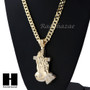 HIP HOP PRAYING HANDS PENDANT 20" 24" 30" CUBAN LINK CHAIN NECKLACE N37