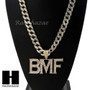 Mens Hip Hop 14k Plated BMF Pendant 30" Cuban Link Chain NN030G