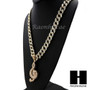 Men Treble G Clef Music Note Charm Pendant 30" Cuban Link Chain NN034G