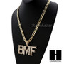 MENS HIP HOP BMF PENDANT & DIAMOND CUT CUBAN LINK CHAIN NECKLACE NN42