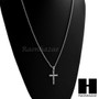 MENS GOLD SILVER MINI CROSS CZ PENDANT 24" ROPE CHAIN NECKLACE SET SC18