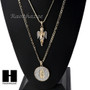 ANGEL & GUADALUPE ROUND PENDANT BOX CUBAN CHAIN DOUBLE NECKLACE SET SD3