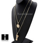 MEN ALLAH & NEFERTITI PENDANT BOX CUBAN CHAIN DOUBLE NECKLACE SET SD06